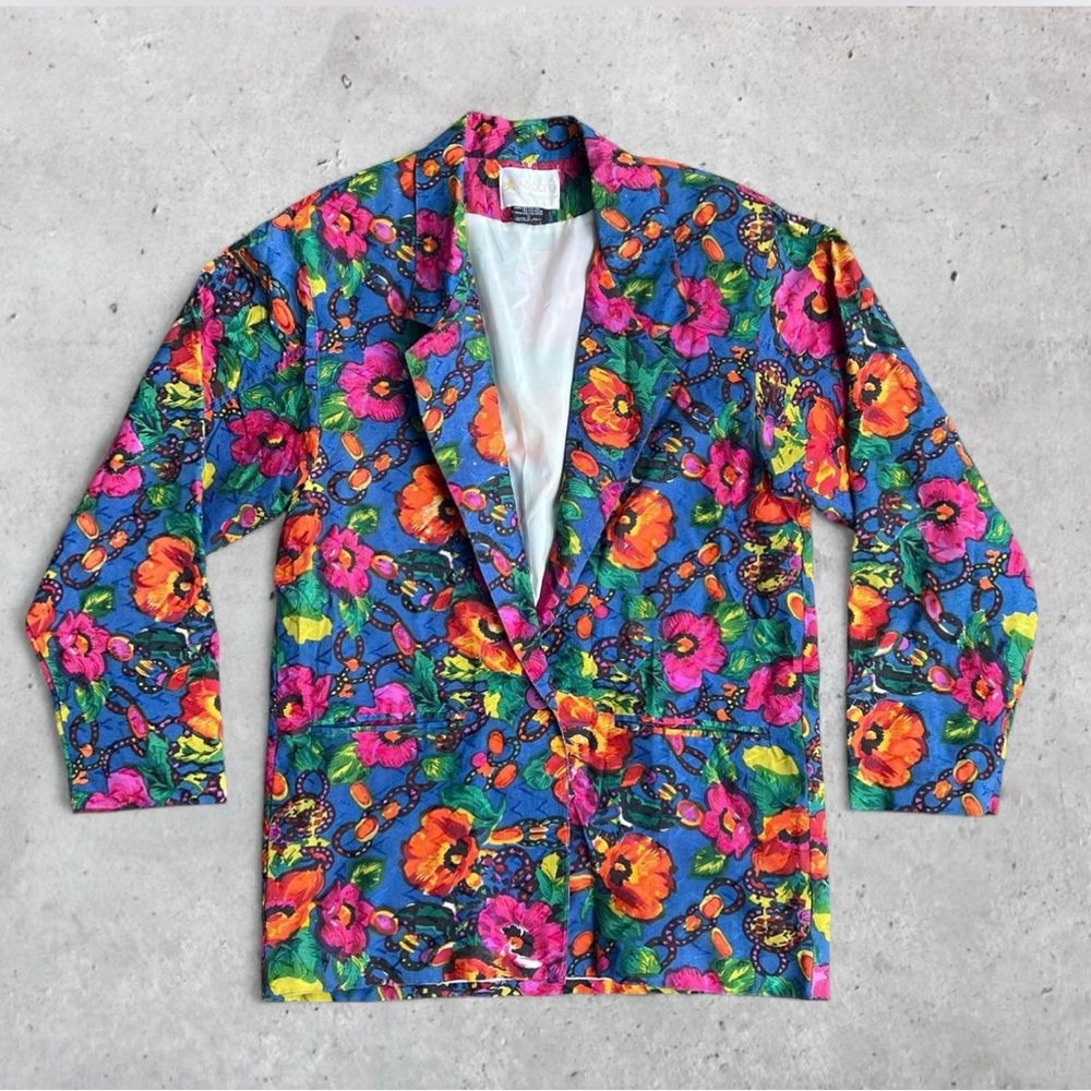 Adolfo Multicolor Floral Jacket